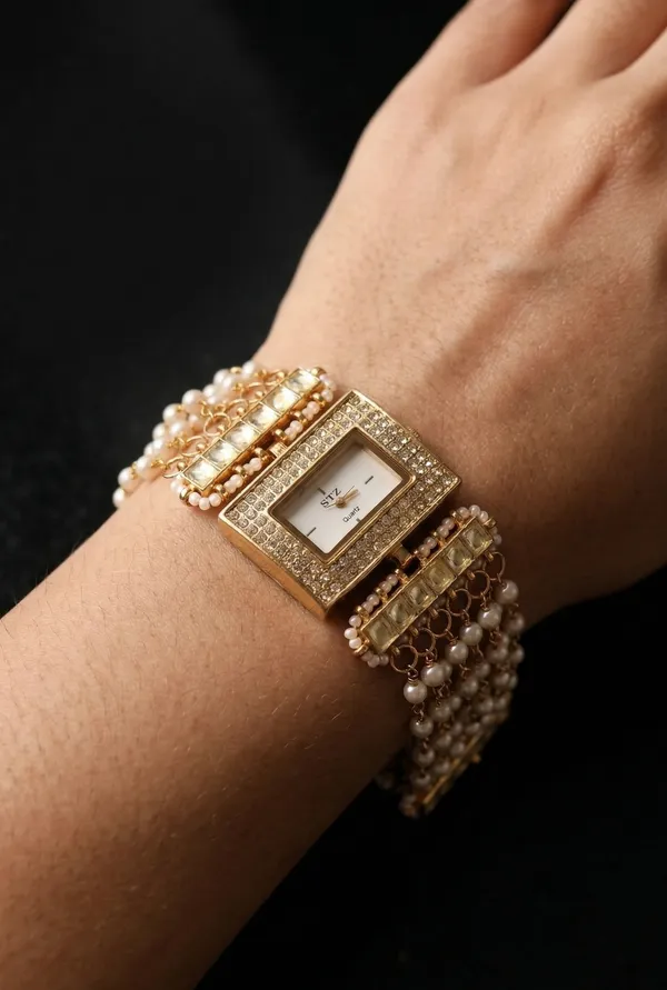 TGO_Luxury_Gold-Plated_Pearl_Chain_Designer_Bracelet_Watch_For_Women