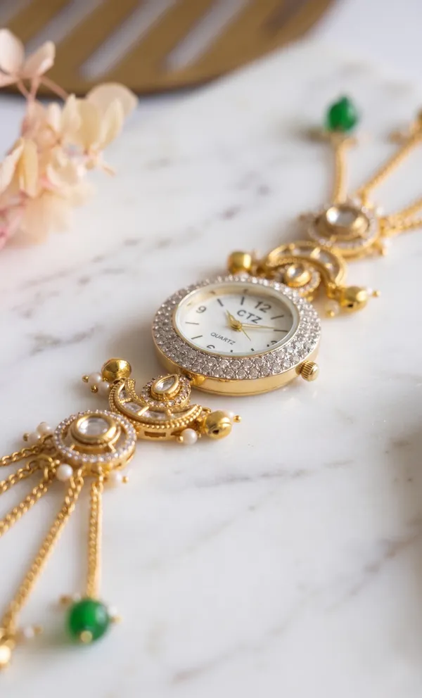 TGO_Elegant_Green_Bead_Tassel_Pendant_Watch_For_Women