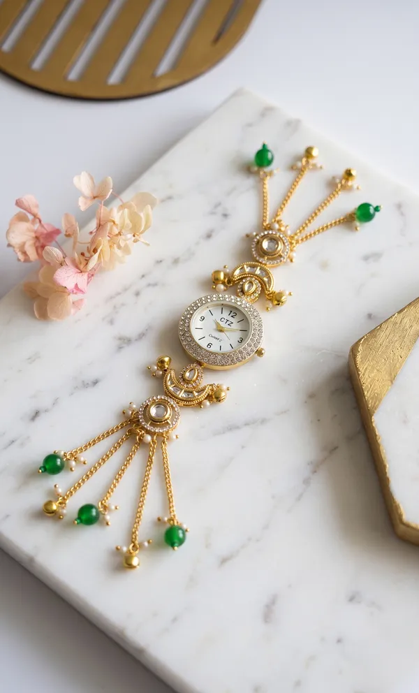 TGO_Elegant_Green_Bead_Tassel_Pendant_Watch_For_Women