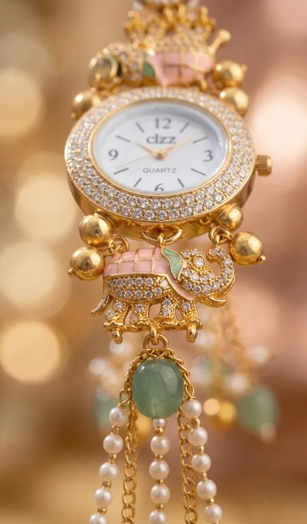 TGO_Royal_Elephant_Charm_Pearl_Chain_Pendant_Watch