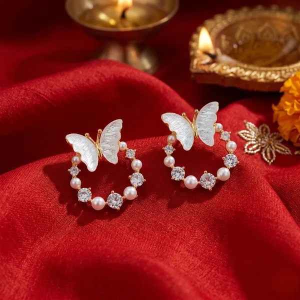 TGO_Elegant_Butterfly_Pearl_And_Crystal_Hoop_Earrings