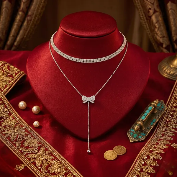TGO_Korean_Dual-Layer_Bow_&_Y-Drop_Necklace_Set