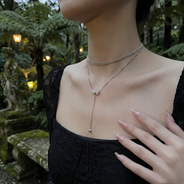 TGO_Korean_Dual-Layer_Bow_&_Y-Drop_Necklace_Set