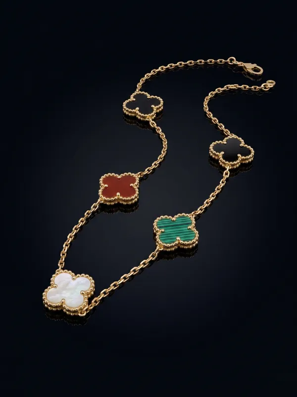 TGO_Multi-Stone_Clover_Station_Necklace_in_18K_Gold_Plated_Finish