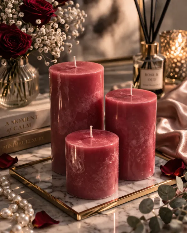 White_Pillar_Candles_Unscented|_Set_Of_3_|_Decorative_Candle_Set
