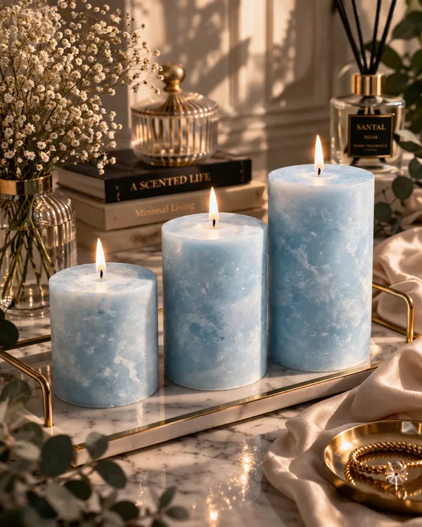 Yellow_ClOudh_Texture_Pillar_Candles_|_Set_Of_3_|_Unscented