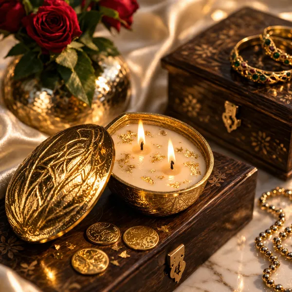 Metal_Almond_Candle_|_Luxury_Plated_Decorative_Candle_|2-Wick_Scented_Candle_|_White_Oudhh_&_Vanilla_Scented