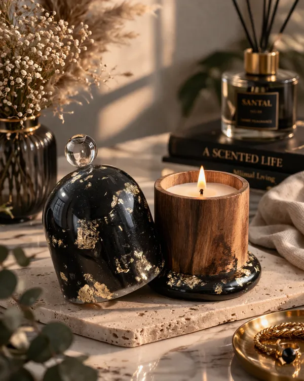Designer_Bell_Jar_Candle_Acrlyic_Cap_and_wooden_base_|_Luxury_Scented_Candle_|_Black_Oudh