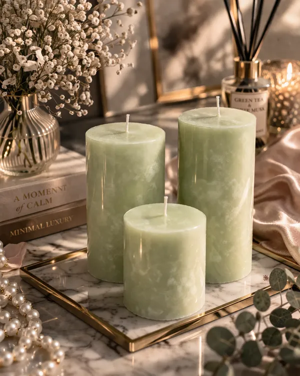 White_Pillar_Candles_Unscented|_Set_Of_3_|_Decorative_Candle_Set