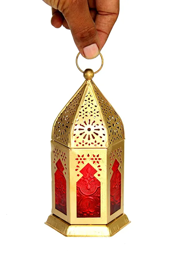 Golden_Moroccan_Style_Lantern_|_Decorative_Candle_Lantern_|_Glass_Panel_Finish_|_Luxury_Home_Decor