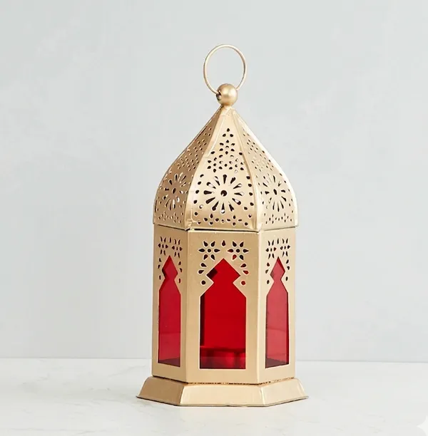 Golden_Moroccan_Style_Lantern_|_Decorative_Candle_Lantern_|_Glass_Panel_Finish_|_Luxury_Home_Decor