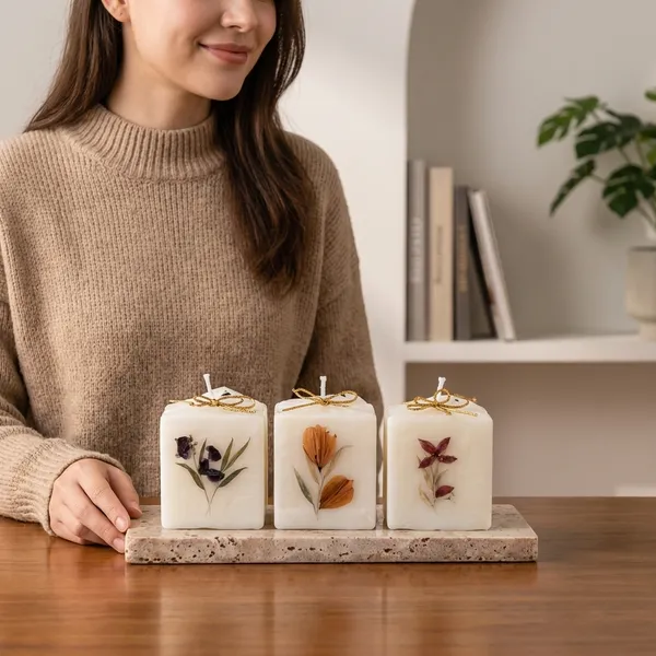 Botanical_Square_Decorative_Pillar_Candles_|_Dried_Flower_Candles_|_Set_Of_3_|