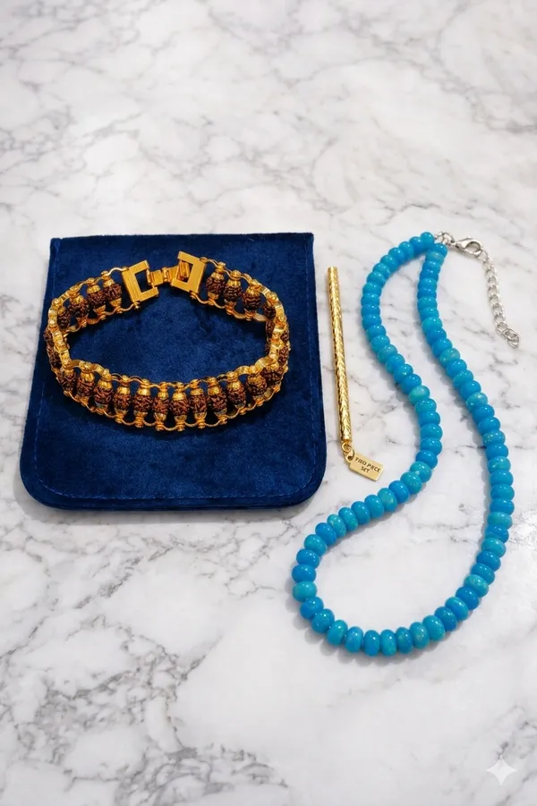 Gold_Plated_Modern_Rudraksha_Bracelet_And_Natural_Ethiopian_Opal_Bracelet_Turquoise_Blue_Genuine_Opal_Gemstone_Beaded_Bracelet_Pack_Of_2
