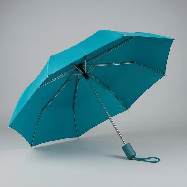 Turquoise_Blue_Compact_Folding_Umbrella_With_Curved_Handle