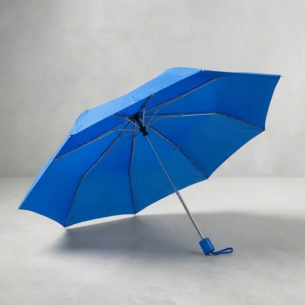 Blue_Folding_Umbrella_With_Curved_Handle