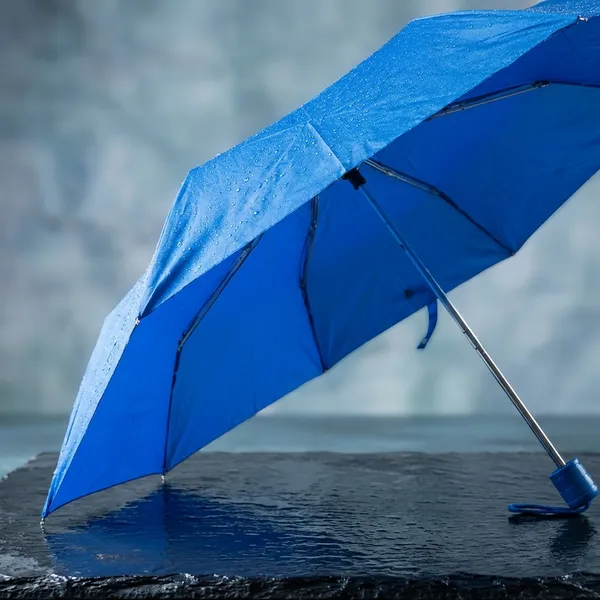 Blue_Folding_Umbrella_With_Curved_Handle