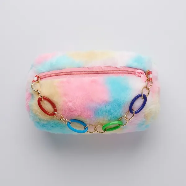 Multicolor_Furry_Waist_Pouch_With_Rainbow_Chain_Strap