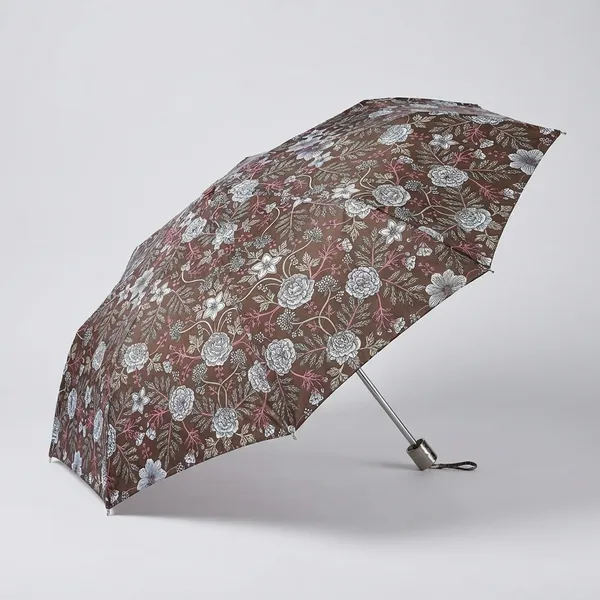 Floral_Print_Compact_Folding_Umbrella_With_Curved_Handle