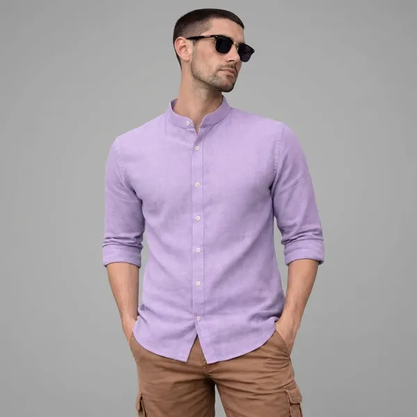 Lavender_Mandarin_Collar_Full_Sleeve_Casual_Shirt