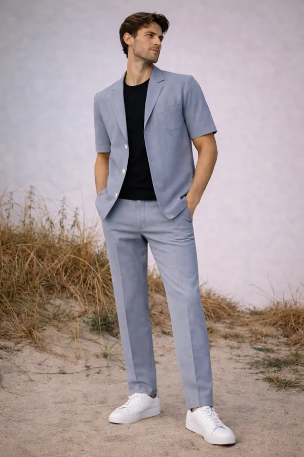 Light_Blue_Short-Sleeve_Blazer_Suit_Set
