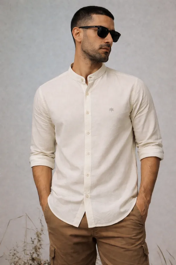 Mandarin_Collar_Casual_Shirt_-_Cream/Beige