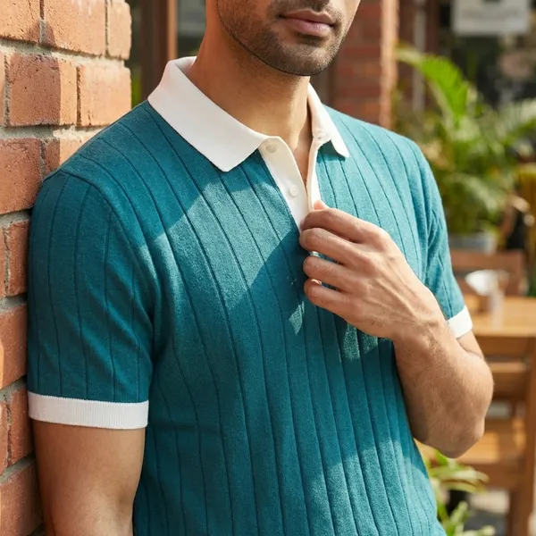 Teal_Blue_Polo_T-Shirt_With_Contrast_White_Collar_And_Cuffs_For_Men