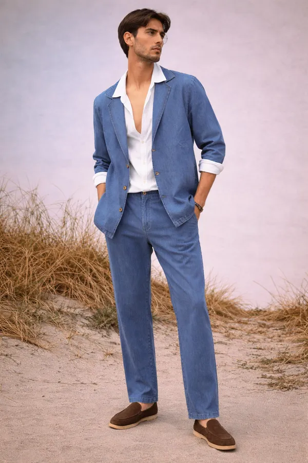 Blue_Linen_Blend_Suit_Set_With_White_Shirt