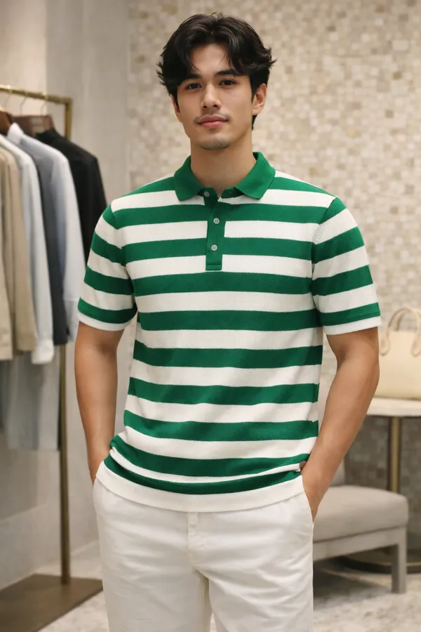 Green_And_White_Striped_Polo_T-Shirt