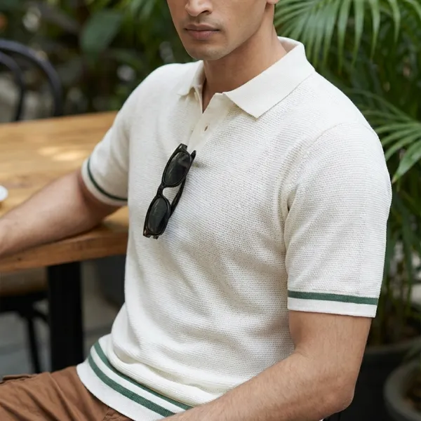 White_Textured_Polo_T-Shirt_With_Striped_Trim