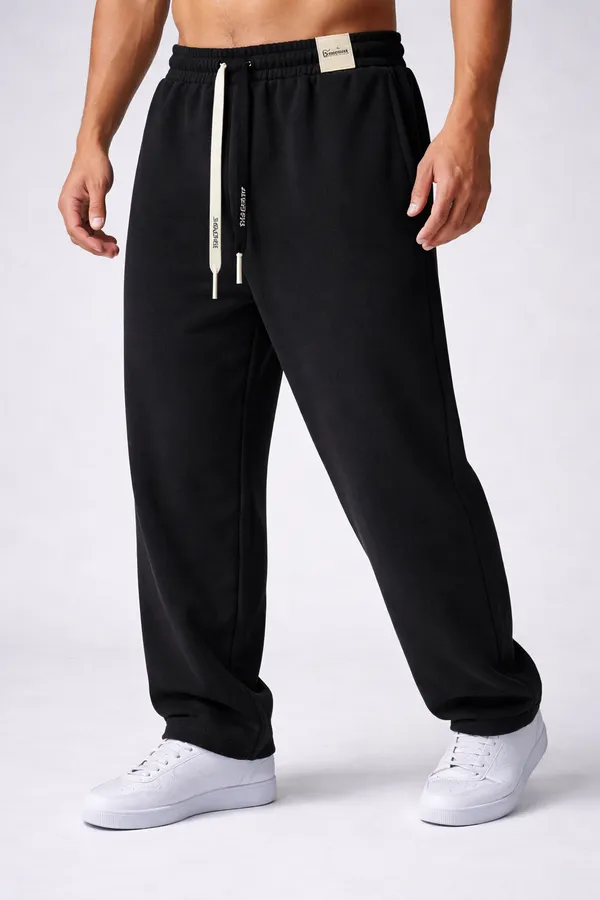 Black_Relaxed_Fit_Jogger_Pants_With_Drawstring