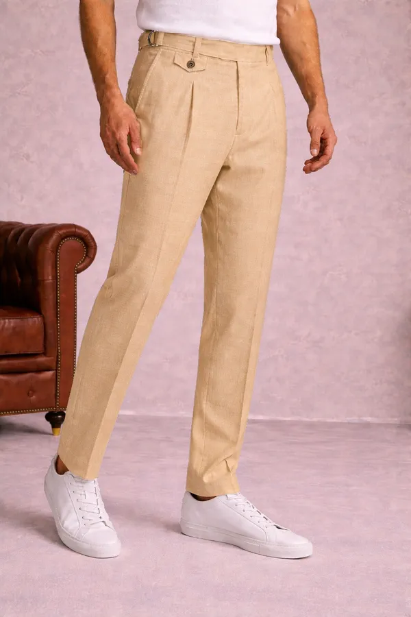 Pleated_Beige_Formal_Trousers_With_Button_And_Zip_Closure