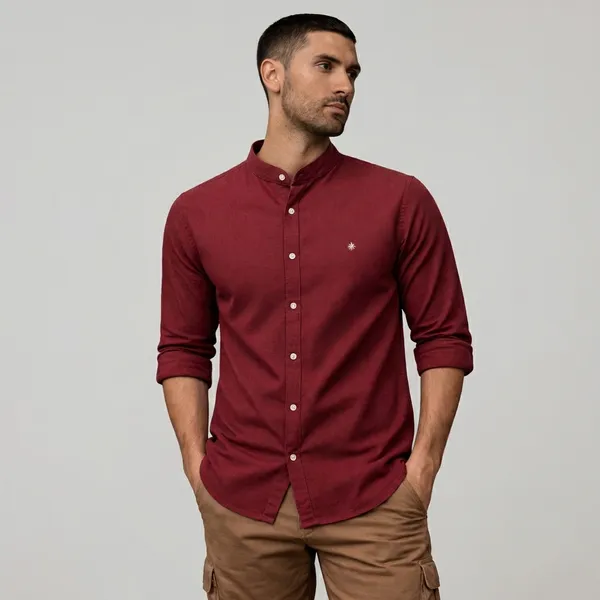 Burgundy_Solid_Button-Down_Oxford_Shirt_With_Long_Sleeves