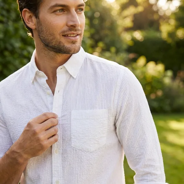 White_Textured_Long_Sleeve_Casual_Shirt