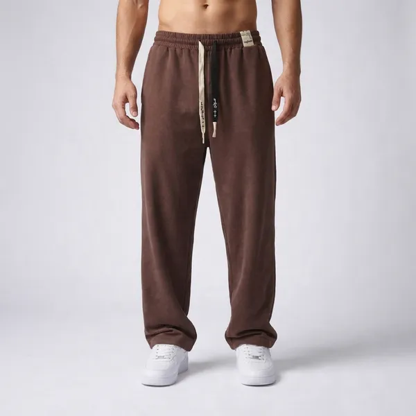 Relaxed_Fit_Brown_Jogger_Sweatpants_With_Drawstring
