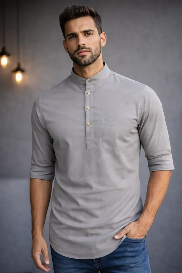 Grey_Mandarin_Collar_Kurta_Shirt