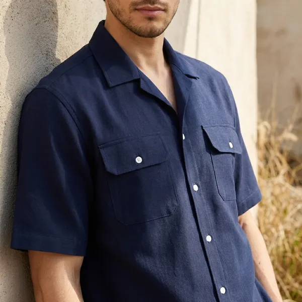 Navy_Blue_Short_Sleeve_Shirt_And_Trouser_Co-Ord_Set