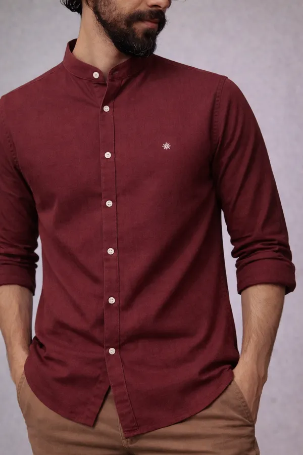 Burgundy_Linen_Casual_Shirt_-_Full_Sleeves_With_Button-Down_Collar