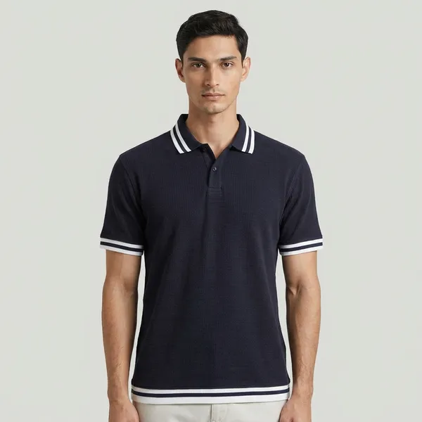 Black_Polo_T-Shirt_With_White_Striped_Trim