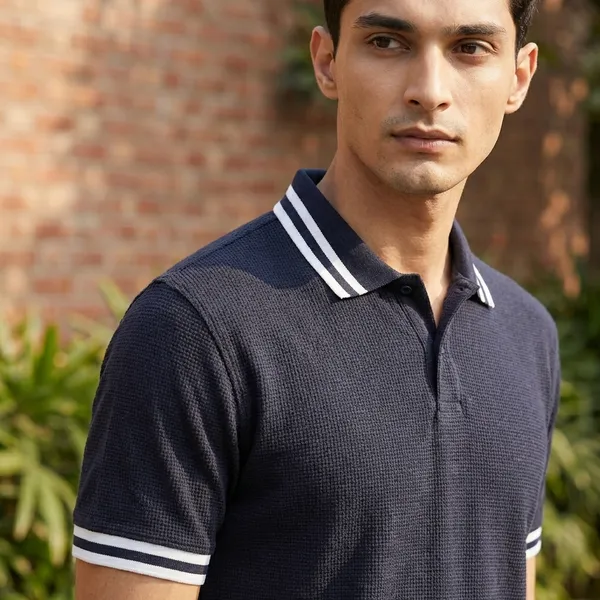 Black_Polo_T-Shirt_With_White_Striped_Trim