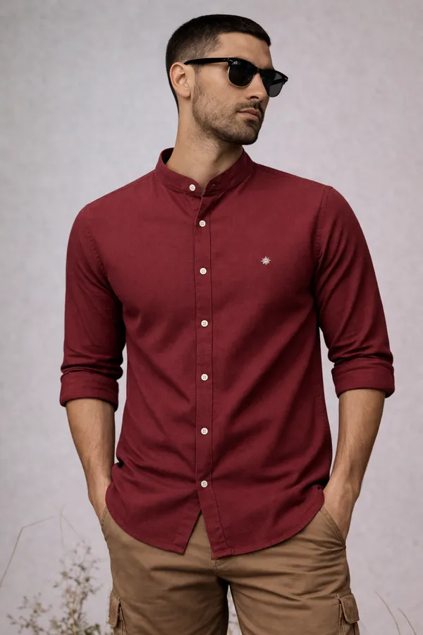 Burgundy_Solid_Button-Down_Oxford_Shirt_With_Long_Sleeves