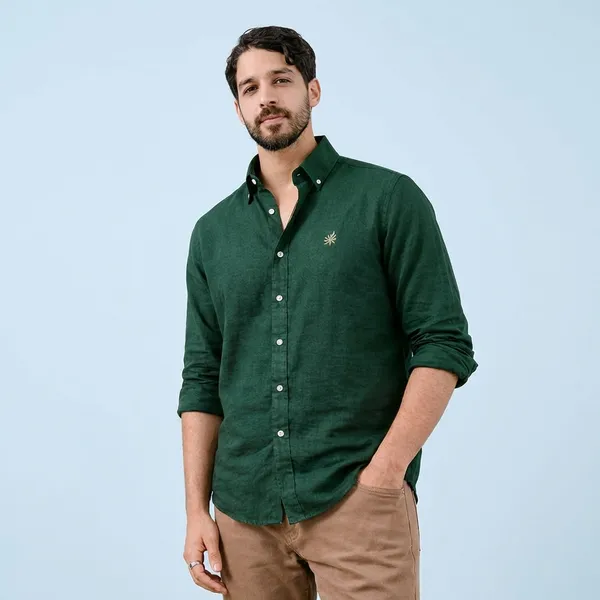 Dark_Green_Button-Down_Casual_Shirt