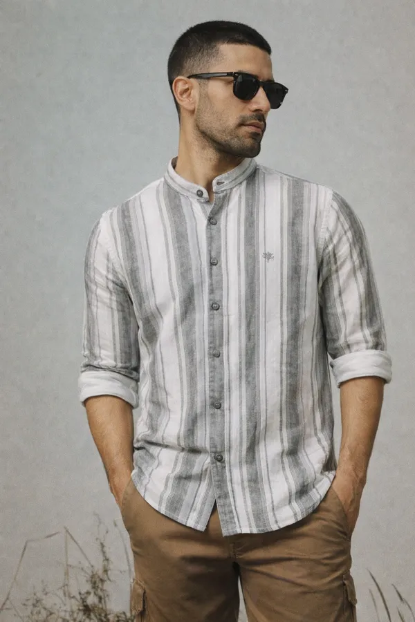Casual_Striped_Shirt_With_Mandarin_Collar