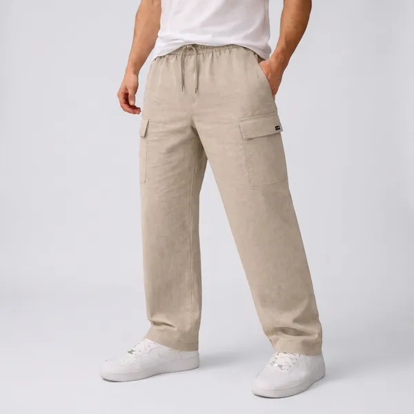 Beige_Cargo_Pants_With_Drawstring_Waist_And_Multiple_Pockets
