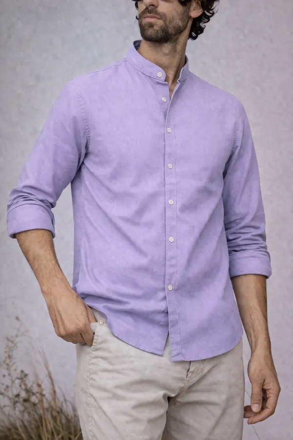 Lavender_Mandarin_Collar_Full_Sleeve_Casual_Shirt