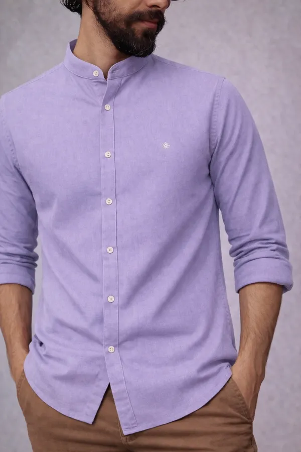 Lavender_Mandarin_Collar_Full_Sleeve_Casual_Shirt