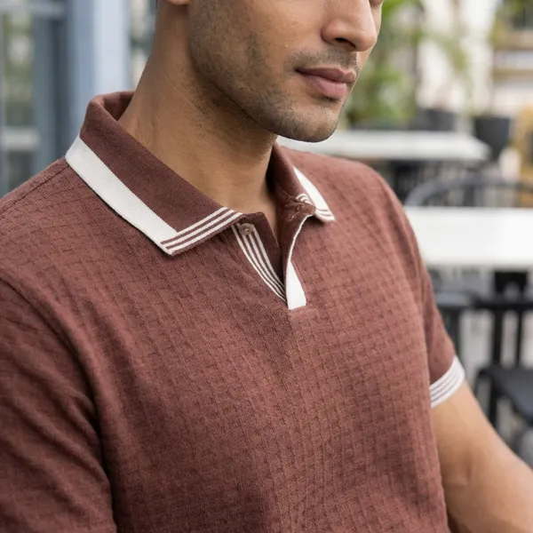 Brown_Polo_T-Shirt_With_Striped_Collar_And_Cuffs