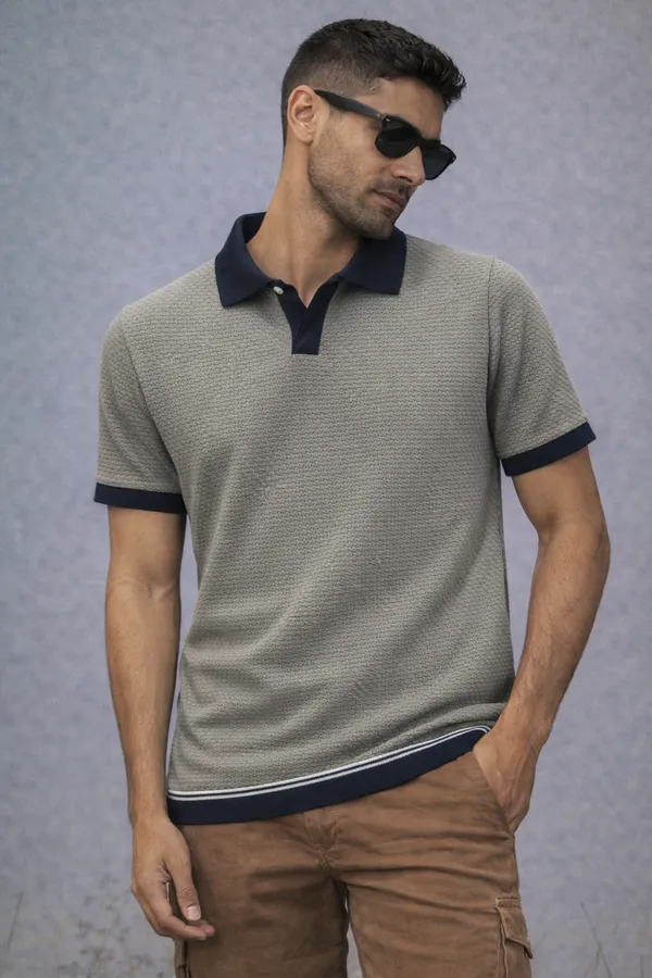 Textured_Knit_Polo_T-Shirt_With_Contrast_Collar_And_Hem
