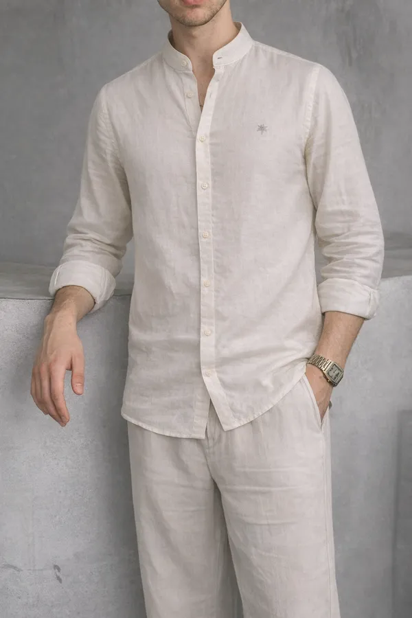 Classic_Beige_Linen_Shirt_-_Full_Sleeves,_Button-Down_Casual_Wear