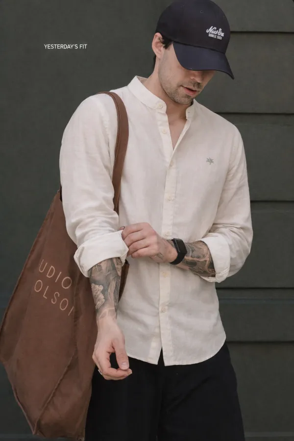 Classic_Beige_Linen_Shirt_-_Full_Sleeves,_Button-Down_Casual_Wear