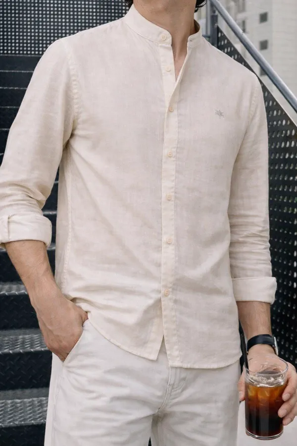 Classic_Beige_Linen_Shirt_-_Full_Sleeves,_Button-Down_Casual_Wear